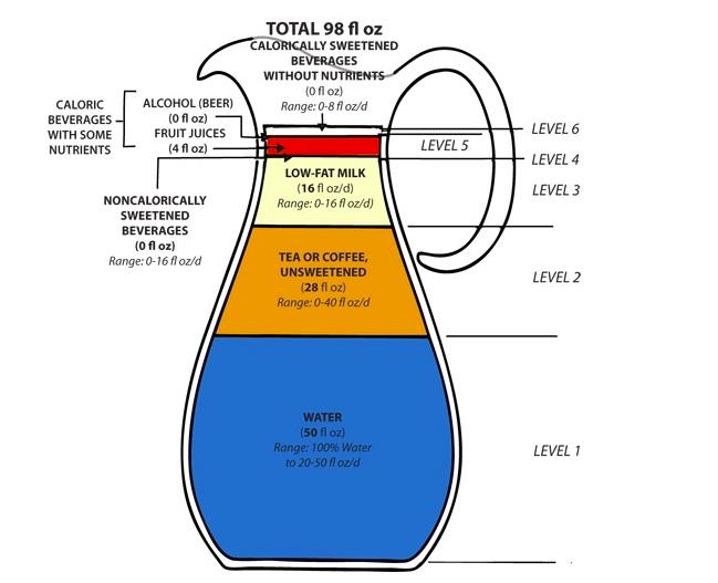 A graphic of a pitcher displaying beverage recommendations