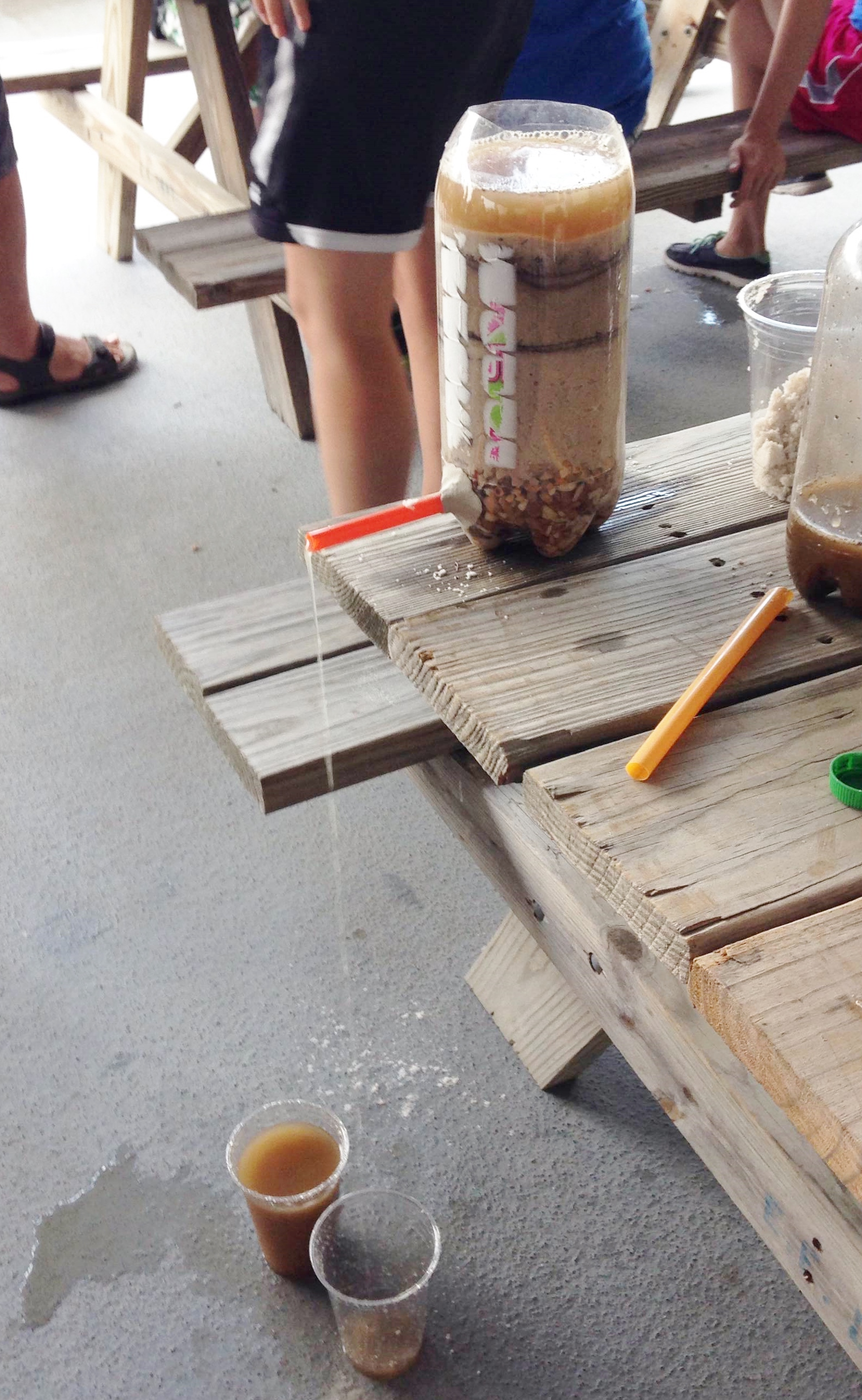 A picture of a sand filter made by campers at a Virginia Tech camp