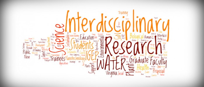 A word cloud related to the Virginia Tech Water INTERface IGEP