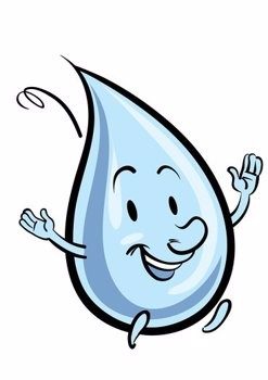 A cartoon water droplet