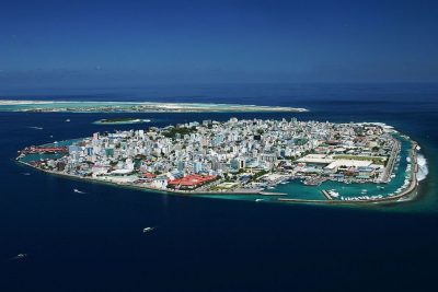 Aerial view of Malé, the capital of the Maldives